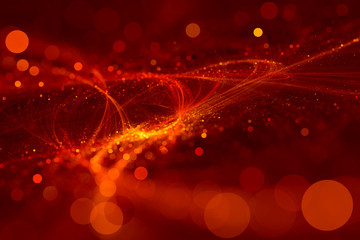 Abstract background red bokeh circles. Beautiful background with confetti particles