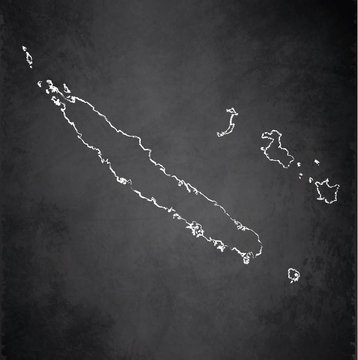 New Caledonia map blackboard chalkboard vector