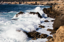 Powerful Wave And California Coastline