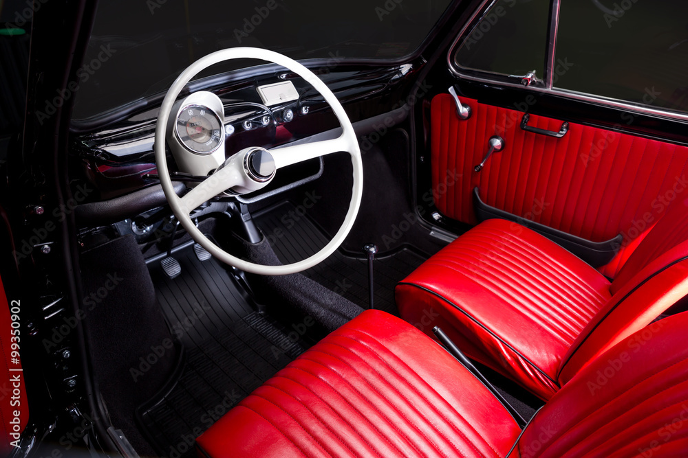 Classic Car Interior Red Leather Foto Poster Wandbilder