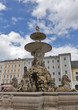 Famous Residenz Fountain in Salzburg, Austria.