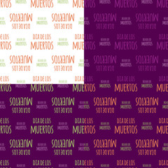 Dia de Muertos - Mexican Day of the death spanish text seamless pattern decoration set