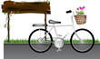 Bicycle art design in road and flower in basket front