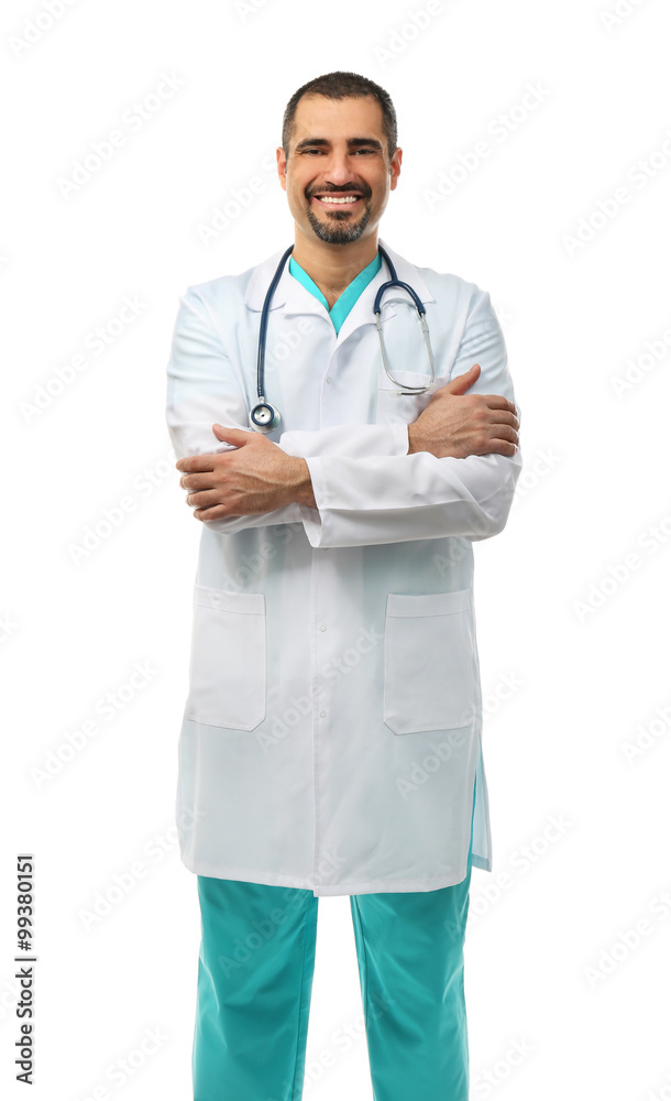 Portrait of a doctor isolated on white background