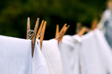 Eco-friendly Washing Line White Laundry Drying Outdoors