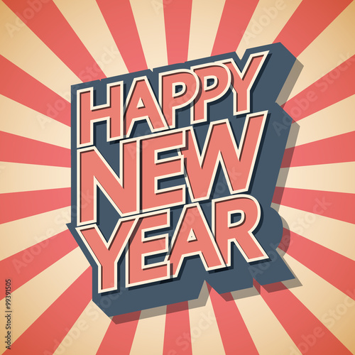 Retro poster, Happy New Year, background Vector illustration