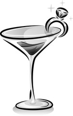 Poster - Black and White Wine Glass Ring