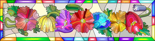 Dekoracja na wymiar  ilustracja-w-stylu-witrazu-z-kolorowymi-kwiatami