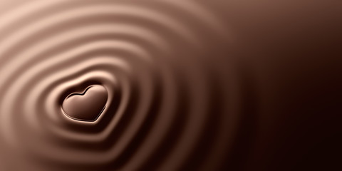 heart shape ripples on chocolate