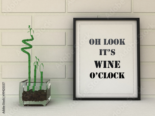 Poster In Frame Oh Look It S Wine O Clock Kitchen Art Wine
