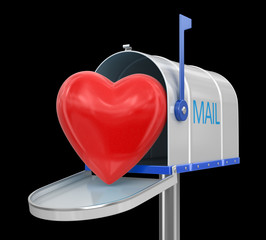 Poster - Open mailbox with heart. Image with clipping path