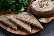 Rye flat bread and vegetable pate with spices