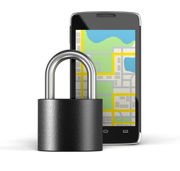 Poster - Touchscreen smartphone with lock. Image with clipping path.