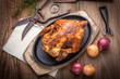 Baked chicken. Selective focus.