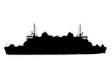 Fototapeta Big Ben - Silhouette of big ship on white background