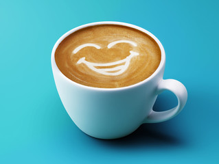 Fototapete - Face Laughing Coffee Cup Concept