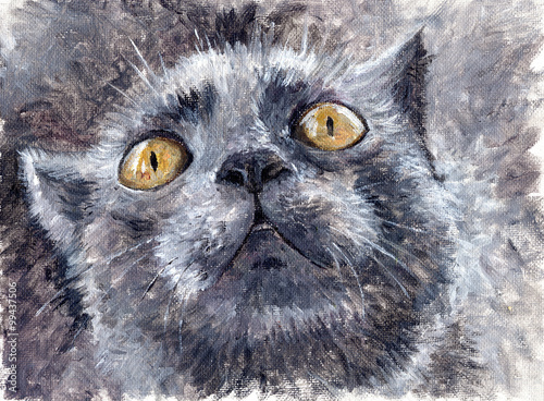 Naklejka na szybę Painting -- gray cat