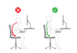 Correct body alignment in sitting working with computer