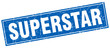 superstar blue square grunge stamp on white