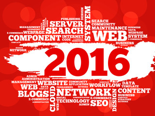 Poster - 2016 Technology word cloud, business concept background