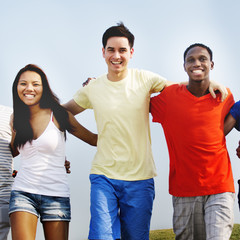 Poster - Group Friends Outdoors Diversed Cheerful Fun Concept