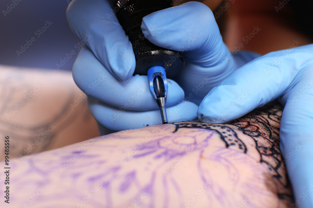 Process of making tattoo close-up