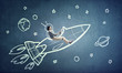 © Sergey Nivens - Woman flying rocket