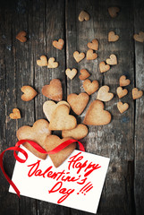 Wall Mural - Cookies Hearts for Valentine's Day and Message Isolated on White