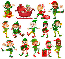 Christmas Elf In Different Positions