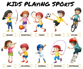 Poster - Boys and girls playing sports