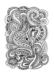 Fototapete - Abstract hand drawn ornament, background for your design