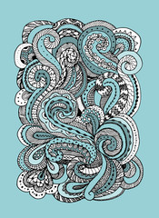 Fototapete - Abstract hand drawn ornament, background for your design