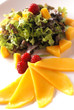 mango salad whith raspberry - light food