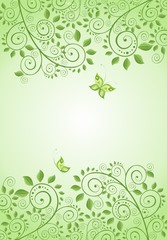 Poster - Spring green decorative floral banner