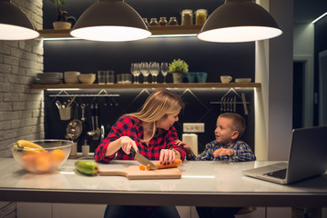 Preparing dinner together