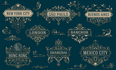 Wall Mural - vintage logos and elements. vector template.
