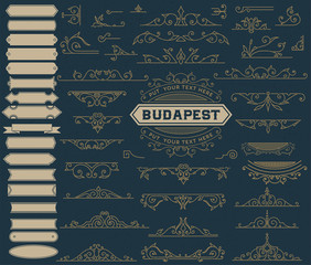 Kit of Vintage Elements for Invitations, Banners, Posters, Placa