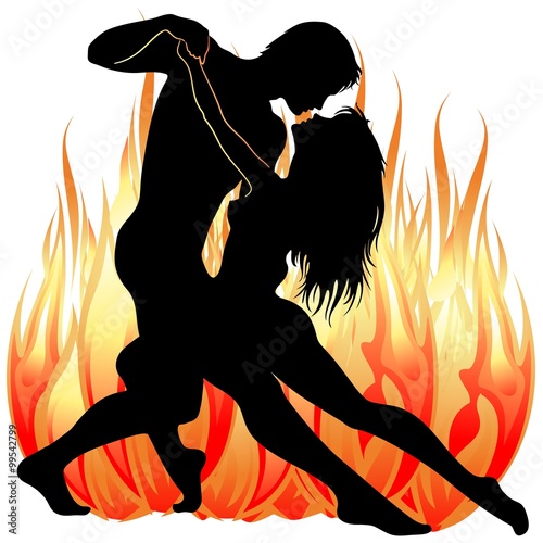 Passionate Lovers Dance on Fire 