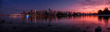 Fototapeta Zachód słońca - Beautiful Vancouver skyline and harbor with idyllic sunset glow, Canada