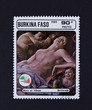 A stamp printed in the Burkina Faso, is devoted to the International Philatelic Exhibition Italia 85, shows a picture of Botticelli, 