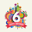 Happy birthday 6 year greeting card poster color