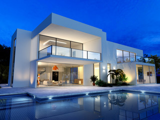 Wall Mural - Luxurious villa with pool