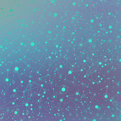 Aufkleber - Technology blue background molecule and communication . Connected line with dots  .Vector illustration