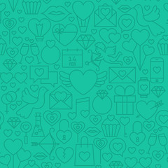 Sticker - Thin Line Valentine Day Seamless Green Pattern