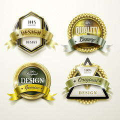 elegant golden labels design set