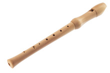 Wooden Soprano Flute Isolated On A White Background