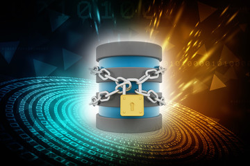 Aufkleber - 3d rendering Database storage data base protected lock