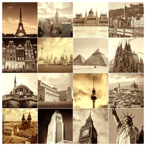 Naklejka - mata magnetyczna na lodówkę Landmarks around the world