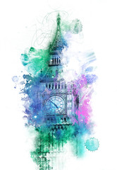 Fototapete - Colorful fine art view of Big Ben, London