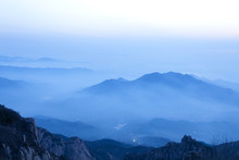 Dawn In Chinese National Famous Mountain Taishan